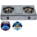 Mika Gas Stove, Table Top, Teflon, 2 Burner, With FREE 2 Metre Gas Pipe-MGS1502