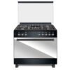 MIKA Standing Cooker, 90cm x 60cm, 4 Gas Pool Jet Burners (1 Wok) + 1 RAPID Hot Plate, FLAME FAILURE SAFETY, Auto Ignition, 10 Function Full 90cm Electric Oven (Air Fry+Convection Fan), Rotisserie, Platinum Grey MST9041WEF10PB