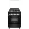 MIKA Standing Cooker, 58cm x 58cm, 3 Gas Pool Jet Burners + 1 RAPID Hot Plate, Button Ignition, 3 Function Electric Oven, Matt Black MST58U31E3BLEM
