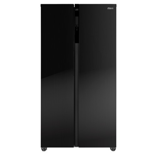 MIKA Fridge, 442L, 2 Door Side By Side, No Frost (Frost Free), INVERTER Compressor, Black Glass Finish MRNF2D442GBV