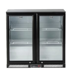 MIKA Showcase Chiller Back Bar, 220L, Double Door, Double Tempered Glass Door with LOW-E Black MSCB902D220BL