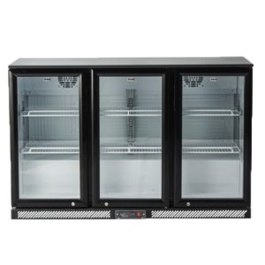 MIKA Showcase Chiller Back Bar, 320L, Triple Door, Double Tempered Glass Door with LOW-E Black MSCB903D320BL