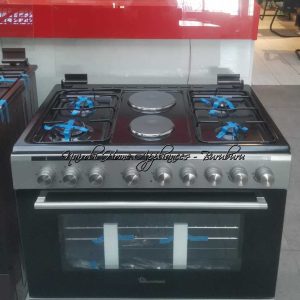 Ramtons 4 Gas + 2 Electric Plates, 90x60, Silver Black Top- RC/596