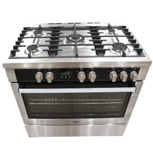 VON VCP965072FSX Freestanding Cooker – 5 Gas Burners, Cast Iron Pan Support, Flame Failure Device